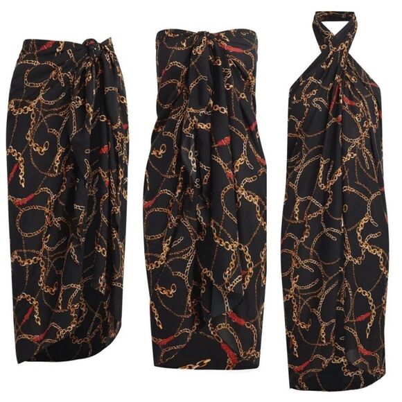 Walter Baker Multi Way Corsica Paradise Sarong Ibiza Chain Print One Size NWT - Picture 1 of 13